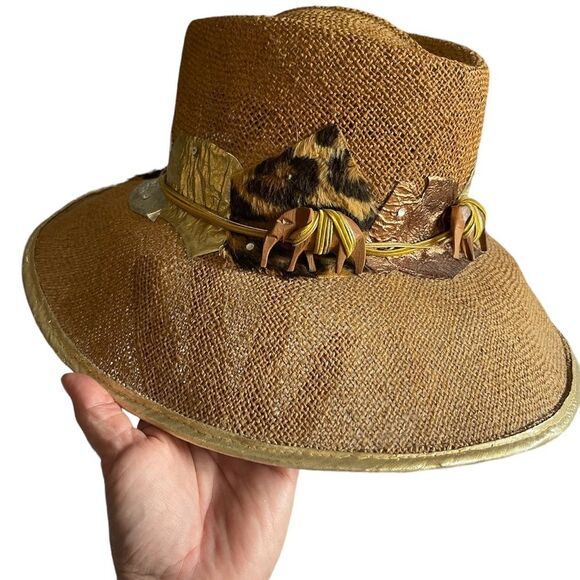Vintage Sonni Straw Hat NWT Deadstock Foxy Lady Natural Tan Elephant Safari 80s - Picture 1 of 4